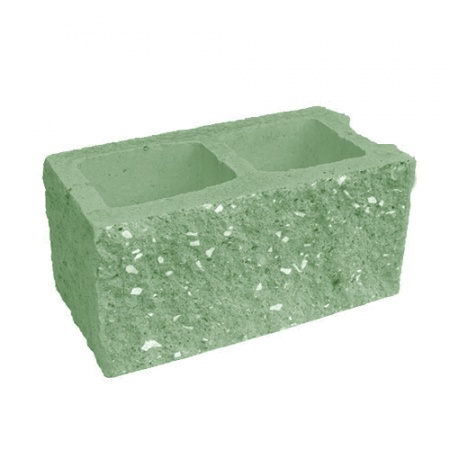 Блок пустотелый с двумя гранями колотой фактуры Besser паз цветной на сером цементе