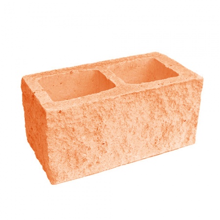 Блок пустотелый с двумя гранями колотой фактуры Besser цветной на сером цементе